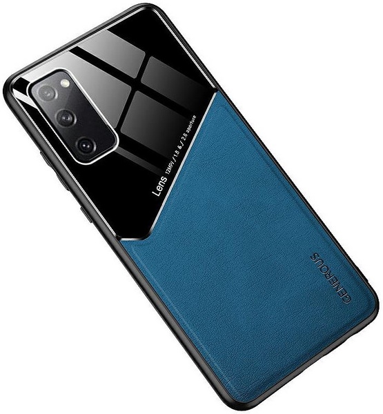 Telefono dėklas Mocco Lens Leather Back Case, Samsung Galaxy A21s, mėlyna sp./juoda sp.