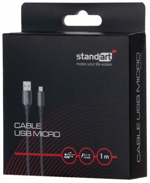 Laidas Standart GT-XG110, Micro USB, 100 cm, juoda sp.