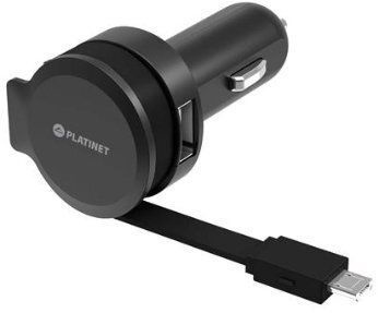Automobilinis įkroviklis Platinet, Micro USB/USB, juoda sp.