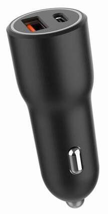 Automobilinis įkroviklis Gembird AC2PDQC38, USB Type C/USB Type A, juoda sp., 38 W