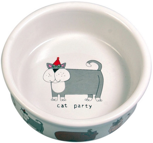 Dubenėlis gyvūnui Trixie, 0.2 l, mėlyna sp./balta sp./(spalva/dizainas parenkami atsitiktine tvarka)