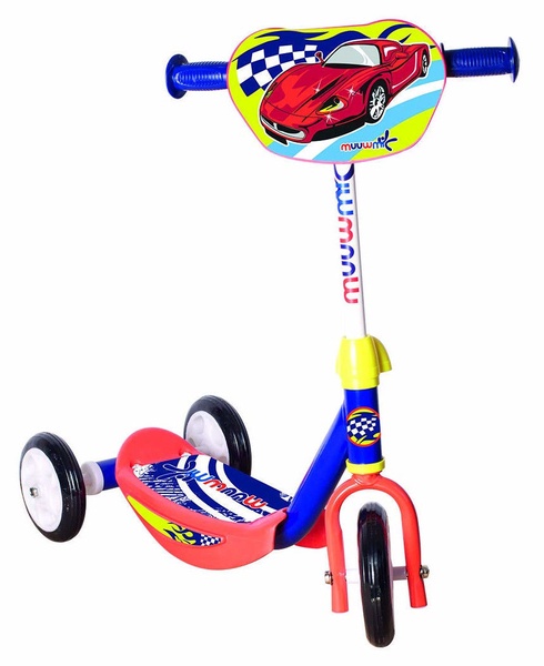Vaikiškas paspirtukas Muuwmi Racing, mėlyna sp./raudona sp.