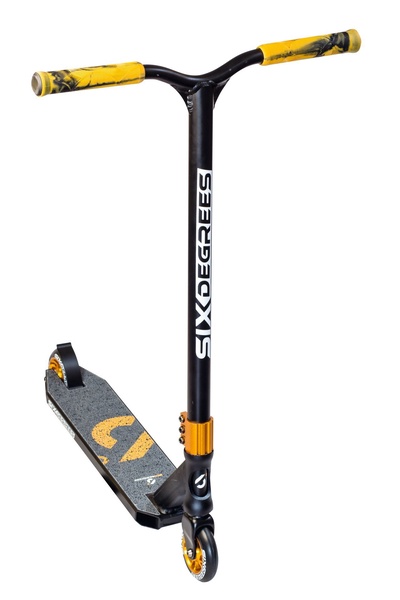 Vaikiškas paspirtukas Six Degrees Scooter, juoda sp./geltona sp.