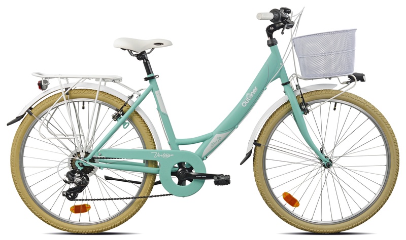 Dviratis miesto Outliner 25K120, 26 ", 18" rėmas, žalia sp., su krepšeliu