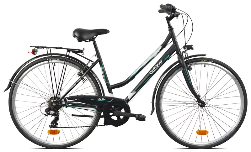 Dviratis miesto Outliner, 28 ", 18" rėmas, balta sp./juoda sp./mėtinė (mint) sp.