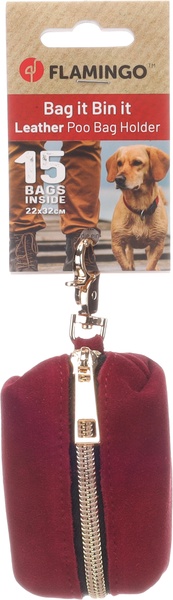 Maišelių šunų ekskrementams dėklas Flamingo Sueda 523952, 8 cm x 5 cm raudona sp.
