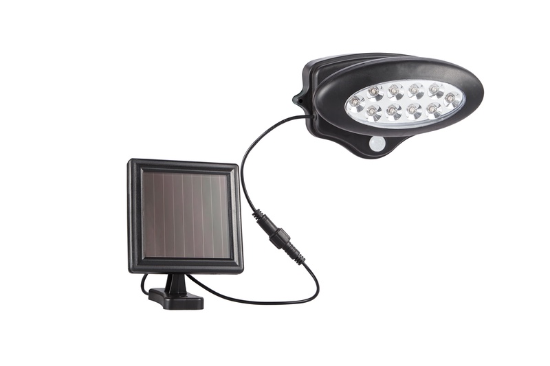 Prožektorius su saulės baterija, tvirtinamas prie sienos Domoletti ESL-156, 0.6 W, 10 - 100 lm, 8000 °K, IP44, juoda sp.