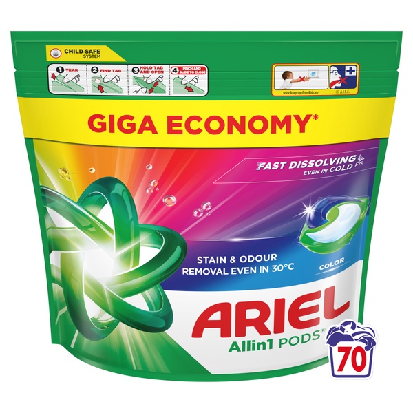 Skalbimo kapsulės Ariel All-in-1 PODS Color, 70 vnt.