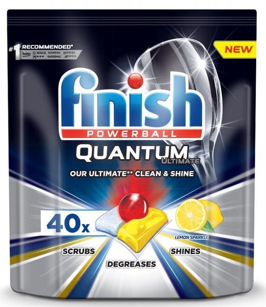 Indaplovių kapsulės Finish Quantum Ultimate Lemon, 40 vnt.
