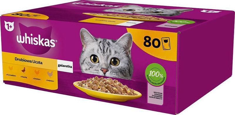 Šlapias kačių maistas Whiskas Mix Jelly, 0.085 kg x 80 vnt.