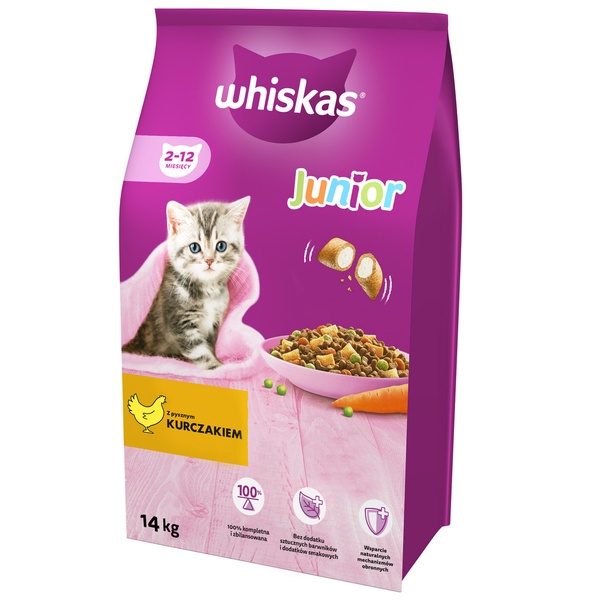 Sausas kačių maistas Whiskas Junior, vištiena, 14 kg