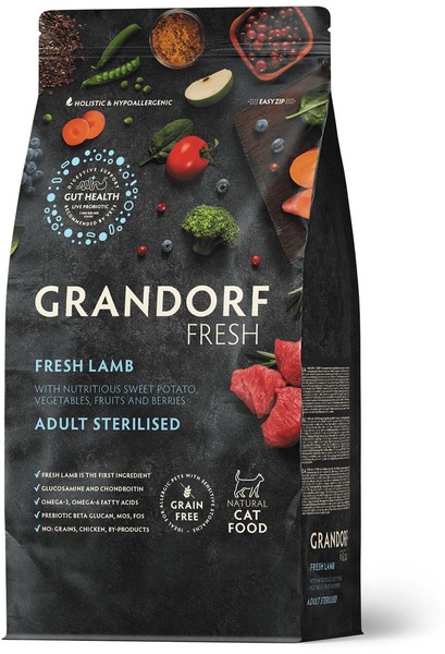 Sausas kačių maistas Grandorf Fresh Lamb, ėriena, 2 kg