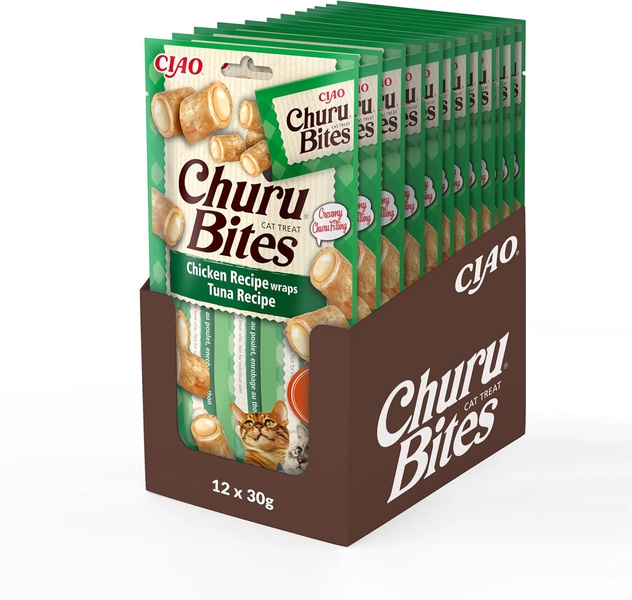 Skanėstas katėms Inaba Churu Bites Tuna Recipe, vištiena/tunas, 0.03 kg x 12 vnt.