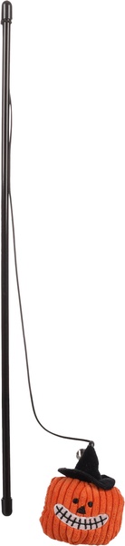 Žaislas ant pagaliuko katėms Flamingo Pumpo, juoda sp./oranžinė sp., 47 cm