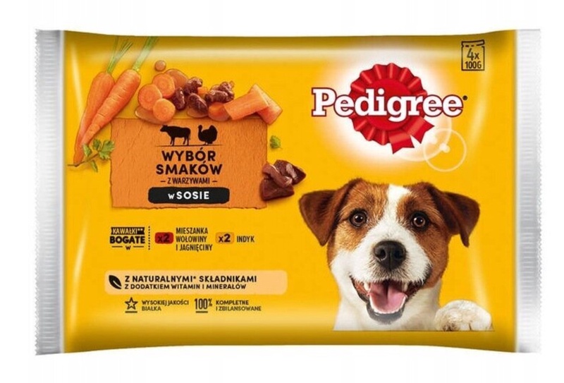 Šlapias šunų maistas Pedigree, ėriena/jautiena/kalakutiena, 0.4 kg