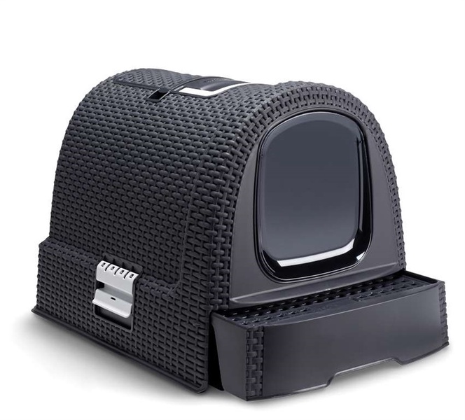 Uždaro tipo kačių tualetas Curver 198846, juoda/pilka, uždaras, 51 cm x 38.5 cm x 40 cm