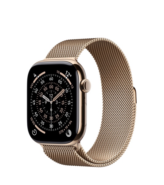 Išmanusis laikrodis Apple Watch Series 11 GPS + Cellular 46mm MFD84ET/A, gold titano korpusas su gold milanese loop dirželiu - M/L
