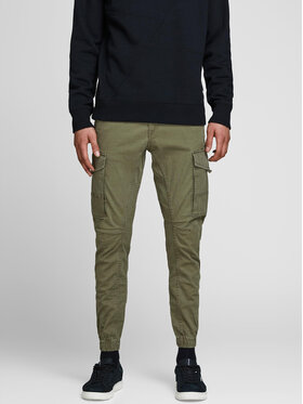 Jack & Jones Medžiaginės kelnės · Žalia · Slim Fit