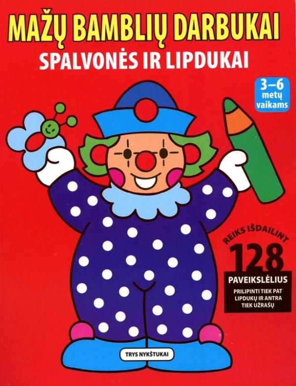 Mažų bamblių darbukai. Spalvonės ir lipdukai 3-6 metų vaikams (raudona)