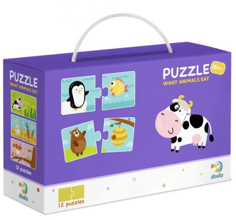 Dodo dėlionė „Ką gyvūnai valgo?“ (24 det.)