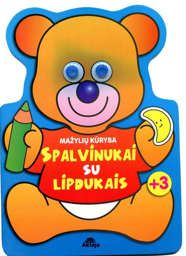 Meškiukas. Mažylių kūryba. Spalvinukai su lipdukais