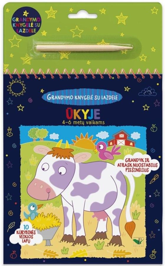 Ūkyje. Grandymo knygelė su lazdele, 4–6 metų vaikams