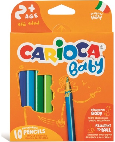 Spalvoti pieštukai CARIOCA BABY, Jumbo, 10 spalvų