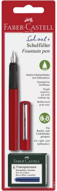 Plunksnakotis Faber-Castell SCHOOL+, M, raudonas