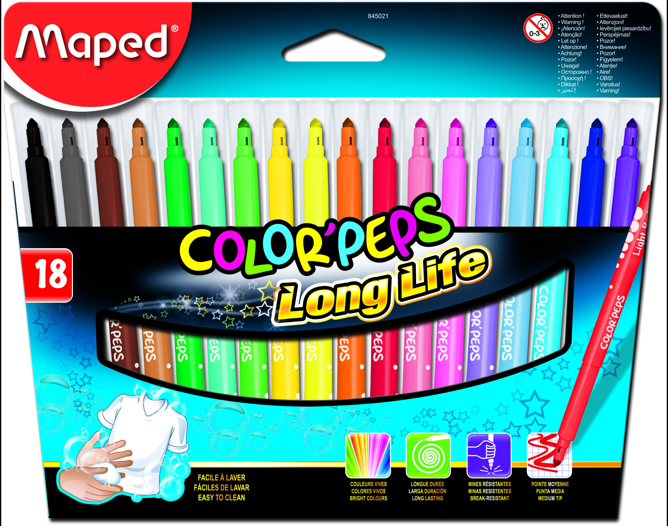 Flomasteriai MAPED ColorPeps Long Life, 18 spalvų