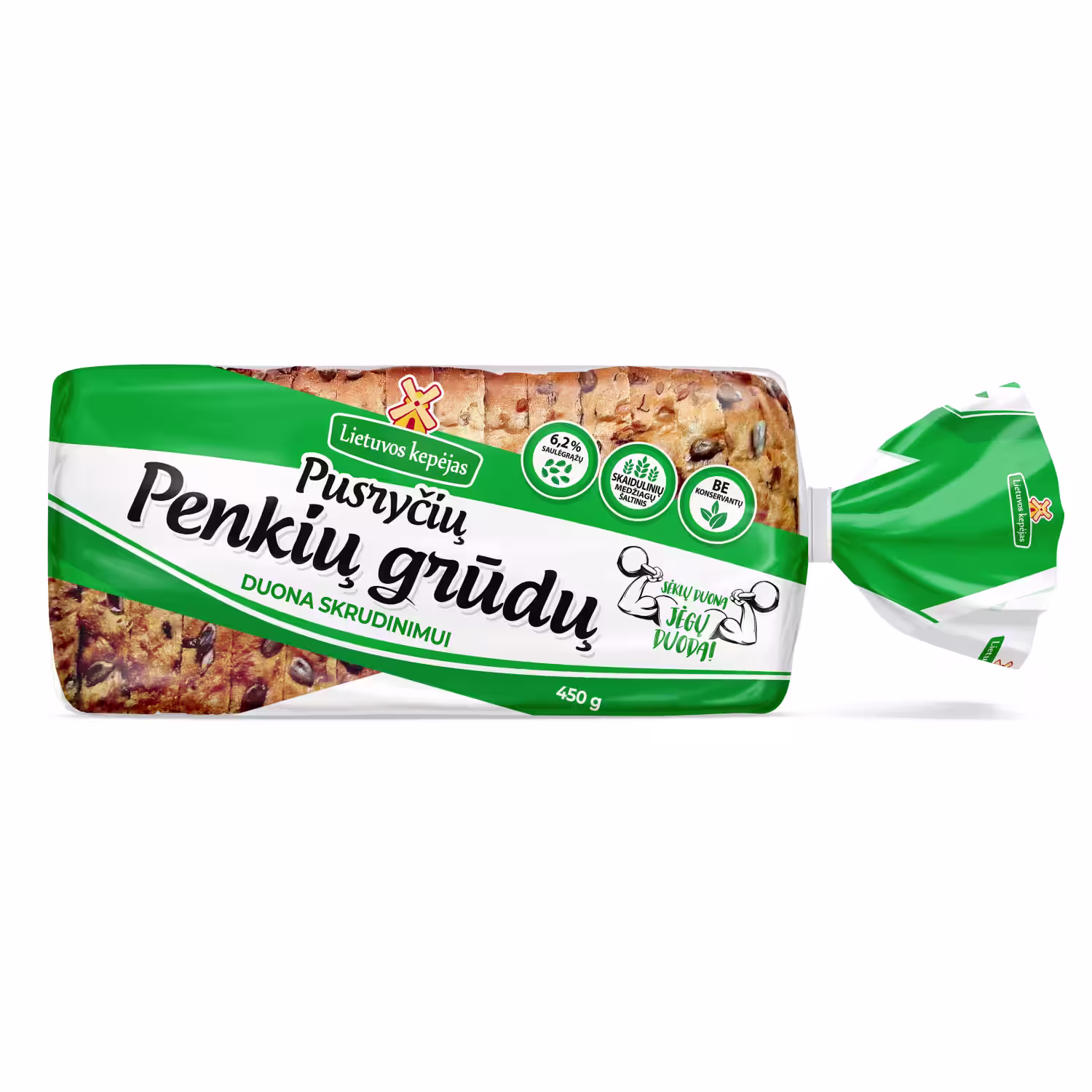 Penkių grūdų skrud. sumuštinių duona, 450g