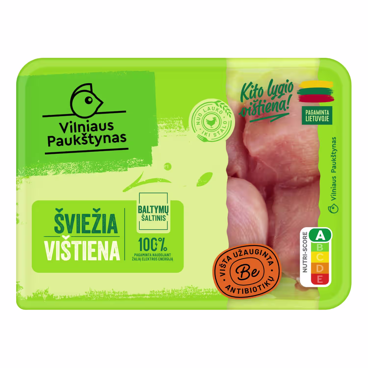 Broilerių filė gabaliukai be antibiotikų,500g