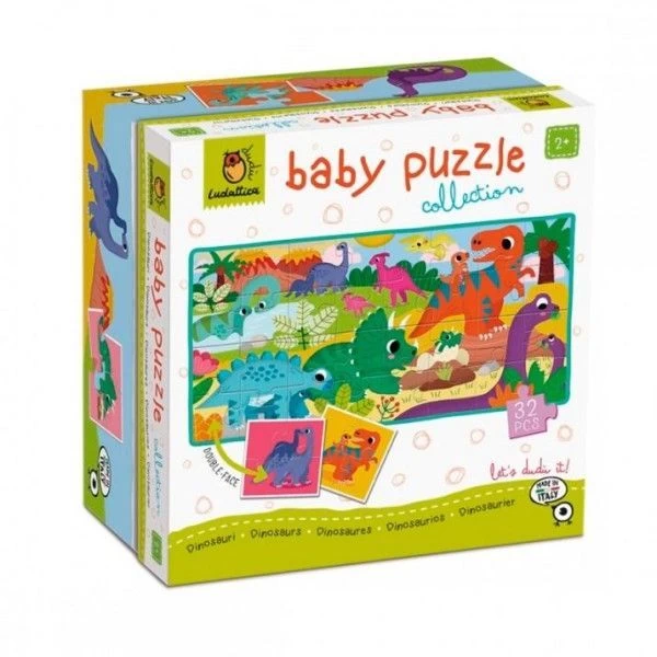 Dvipusė dėlionė mažyliams LUDATTICA Dinozaurai, 32 det.