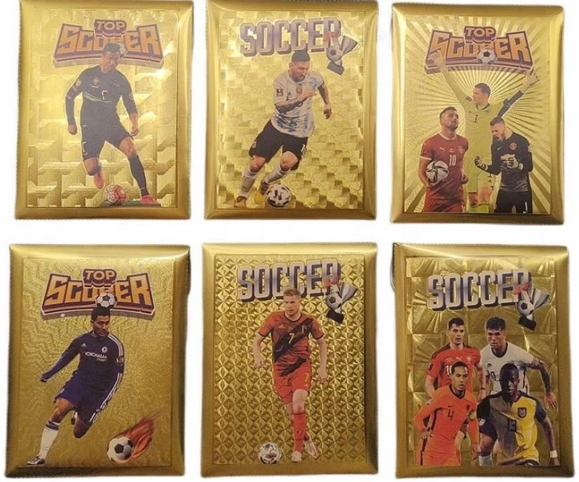 Futbolo kortelės auksinės, 10 vnt.