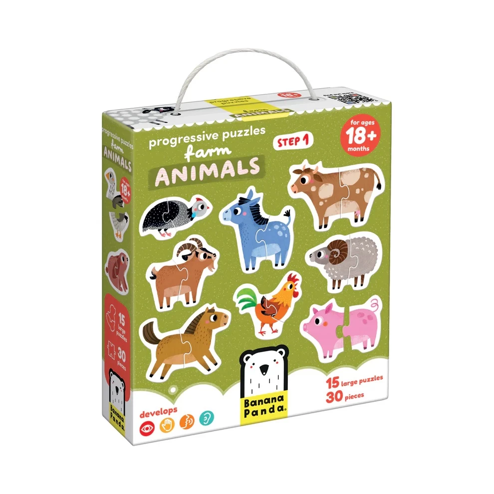 Lavinamoji dėlionė Progressive Puzzles Farm Animals 18m+