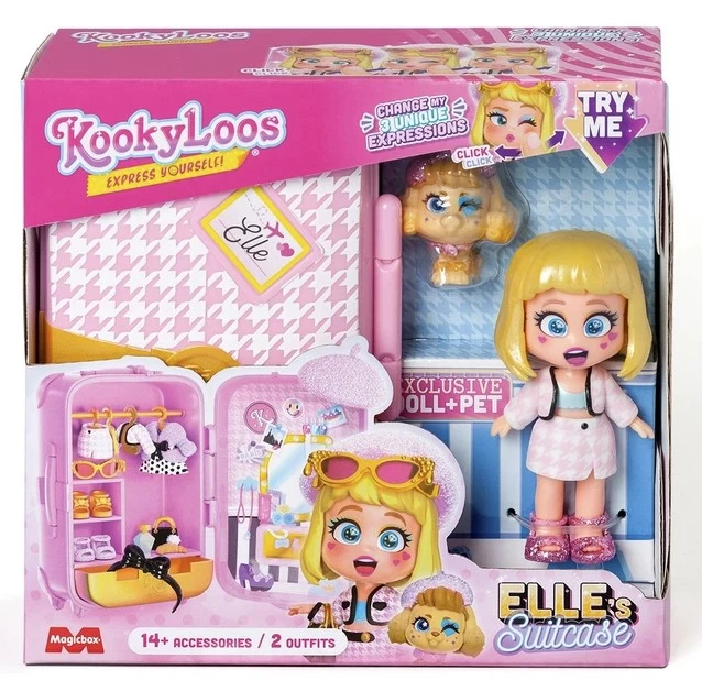 Lėlė keičianti veidą KookyLoos Elles Suitcase
