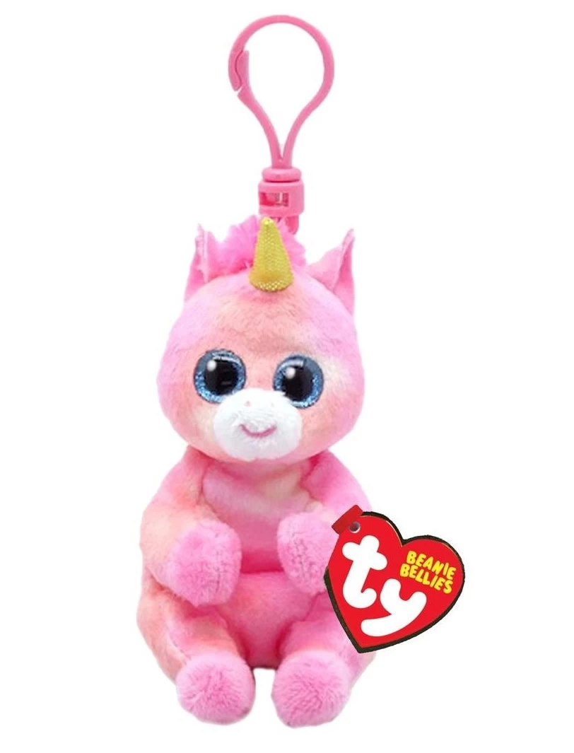 Pliušinis raktų pakabukas SKYLAR - pink unicorn clip