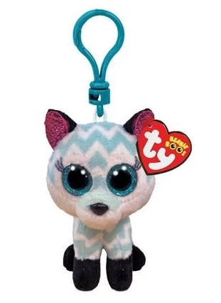 Pliušinis raktų pakabukas ATLAS - aqua chevron fox clip