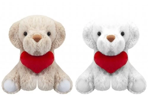 Pliušinis žaislas COFFEE AND CREAM PUPPY WITH LOVE HEART 15 cm 2 rūšys
