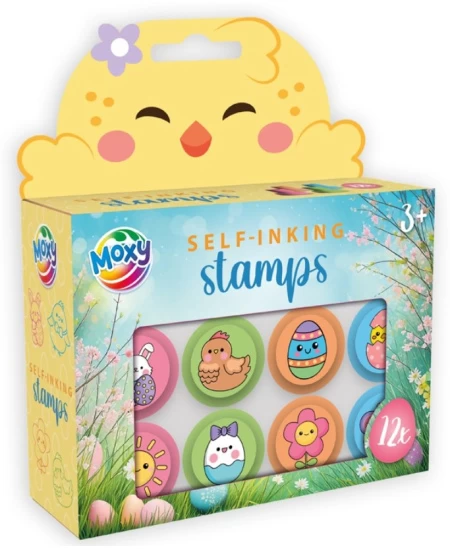 Savaime sudrėkinami antspaudukai MOXY, velykiniai, 12 vnt.
