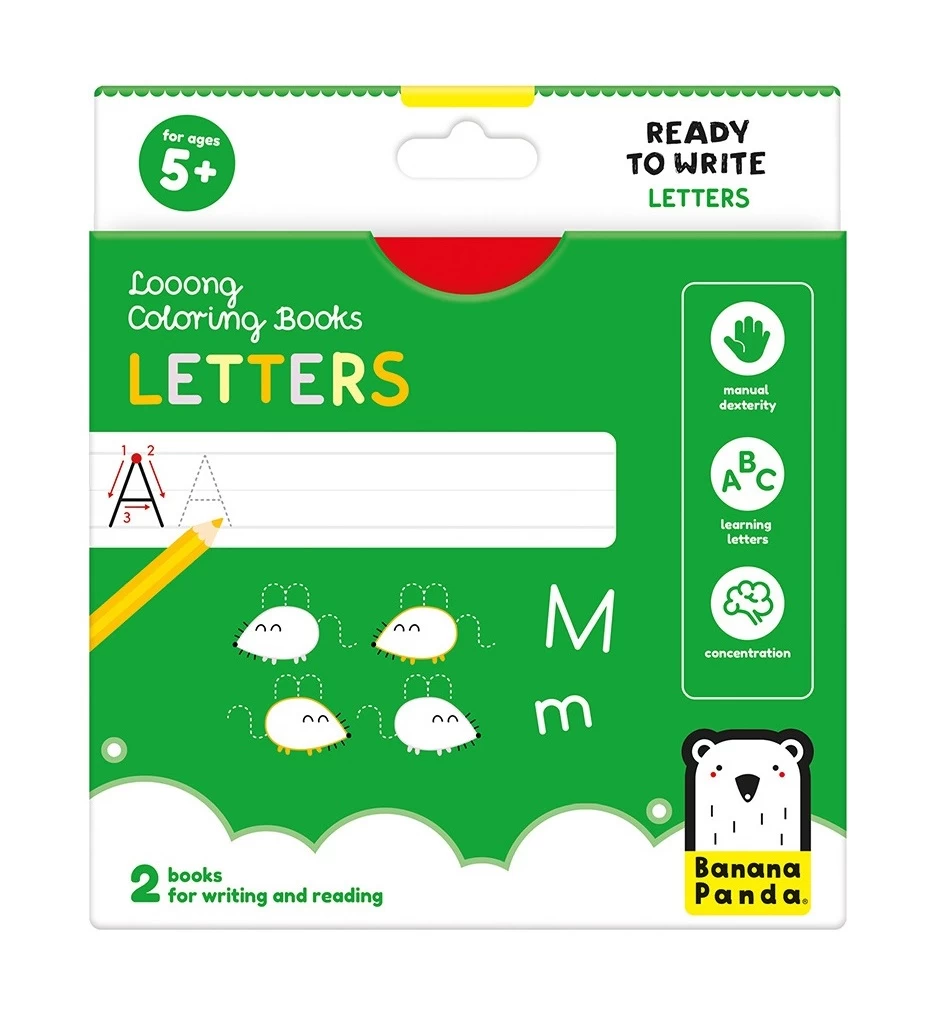 Spalvinimo kortelės Looong Coloring Books: Ready to Write Letters 5+