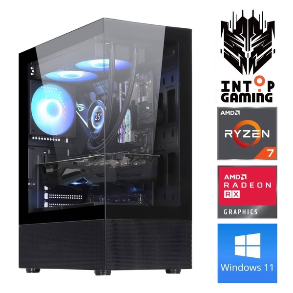Stacionarus kompiuteris Intop Ryzen 7 5700X, 1 TB, DDR4 32 GB, SSD 1 TB, AMD Radeon RX 580 8 GB GDDR5, Windows 11