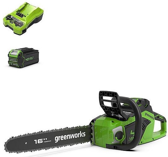 Akumuliatorinis grandininis pjūklas Greenworks GD40CS18K4, 40 cm