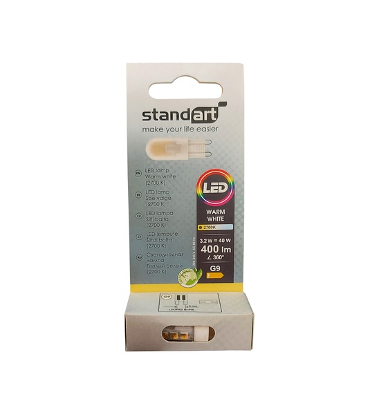 Lemputė Standart LED, G9, 2700 °K, G9, 3.2 W, 400 lm