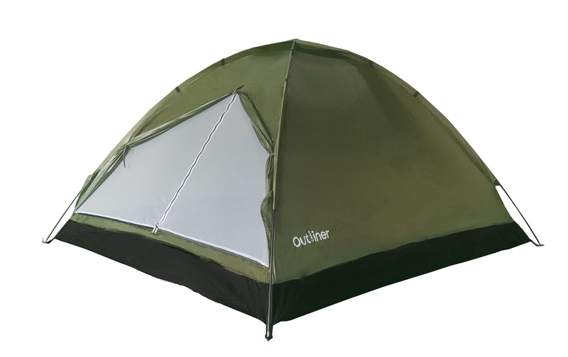 Trivietė palapinė Outliner RD-DT03, žalia sp., 210 cm x 210 cm x 130 cm