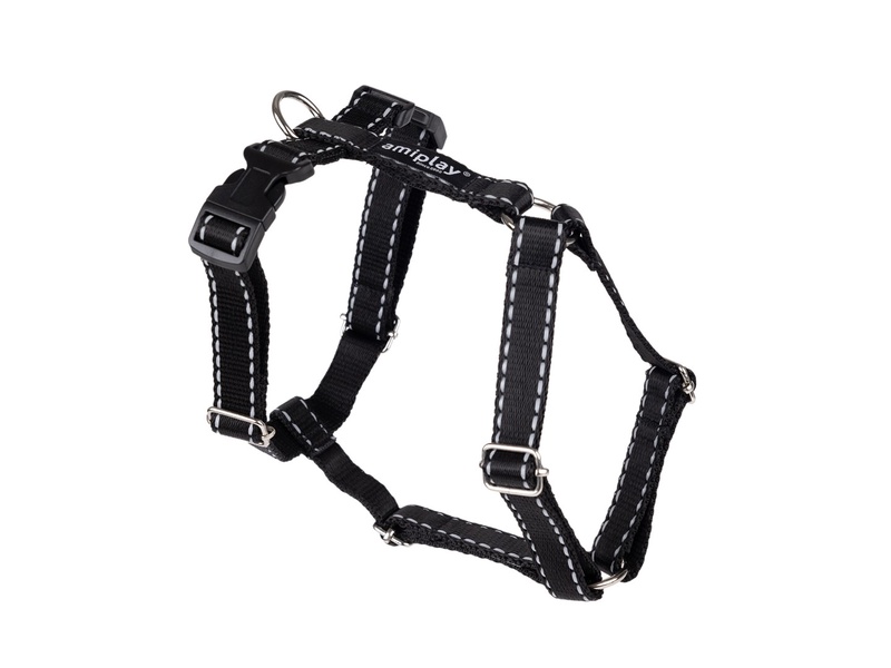 Petnešos šunims Amiplay Guard Reflective, juoda sp., 350 - 550 mm x 15 mm, M