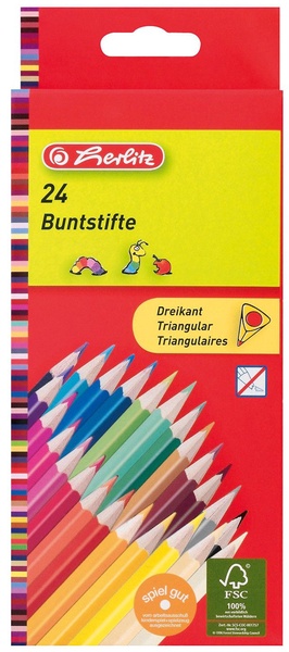 Herlitz Pieštukas, trikampis, 24 spalvų