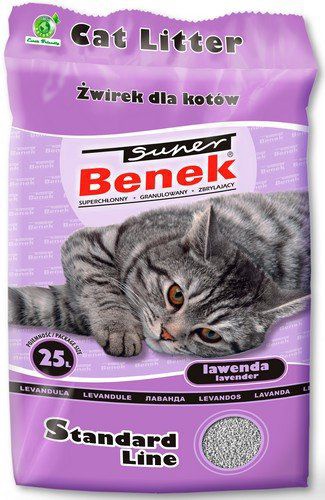 Kačių kraikas Super Benek Standard Lavender - Cat Litter Clumping, 25 l