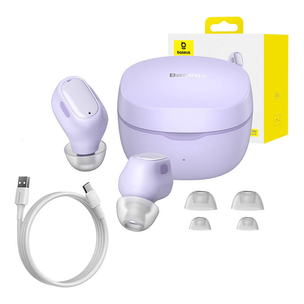 Belaidės ausinės Baseus Bowie WM01, šviesiai violetinė sp.