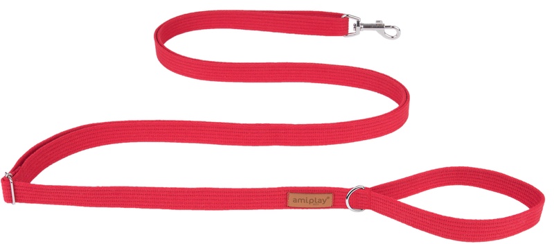 Šuns pavadėlis Amiplay Cotton Easy Fix, raudona sp., 1.6-3m x 2cm
