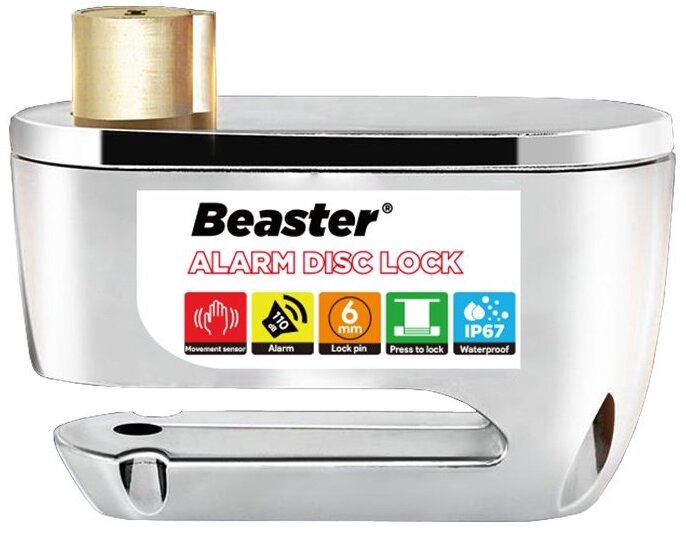 Stabdžių disko užraktas Beaster Scooter Lock With Alarm BS02ADL, sidabro sp.